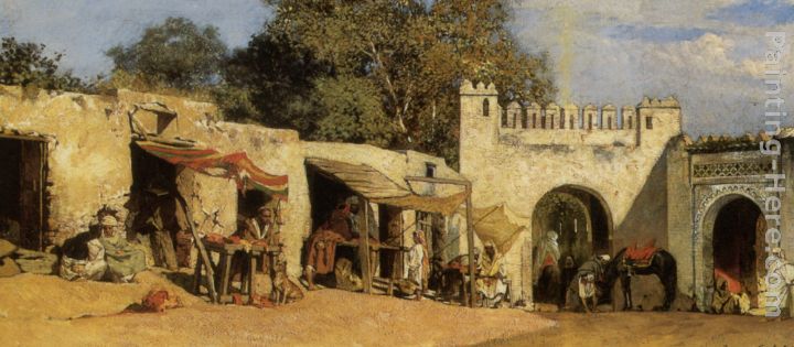 An Arab Market painting - Benjamin Jean Joseph Constant An Arab Market art painting